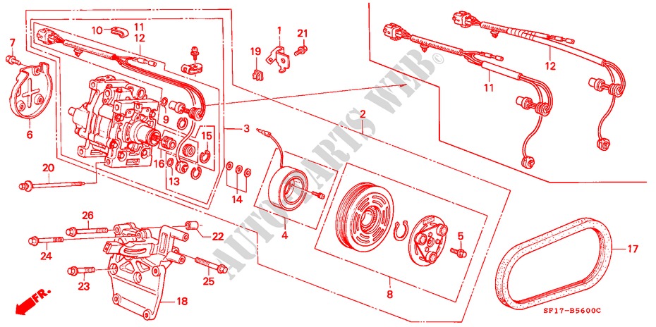 AIR CONDITIONER (COMPRESSOR) for Honda PRELUDE 2.0I-16 2 Doors 5 speed manual 1989