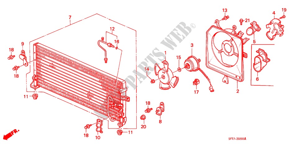 AIR CONDITIONER (CONDENSER) for Honda PRELUDE 2.0I-16 4WS 2 Doors 5 speed manual 1990