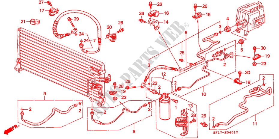 AIR CONDITIONER (HOSES/PIPES)(2) for Honda PRELUDE 2.0I-16 4WS 2 Doors 5 speed manual 1988