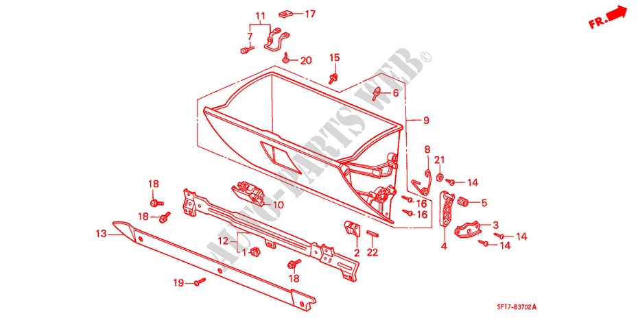 GLOVE BOX for Honda PRELUDE 2.0I-16 4WS 2 Doors 4 speed automatic 1990
