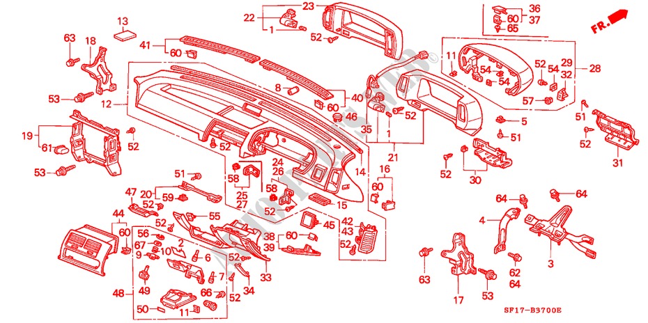INSTRUMENT PANEL (1) for Honda PRELUDE 2.0I-16 4WS 2 Doors 5 speed manual 1988