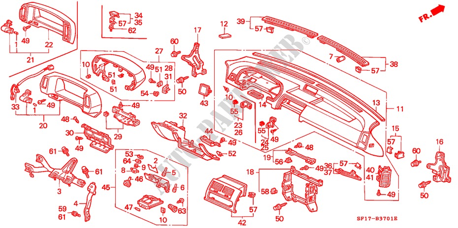 INSTRUMENT PANEL (2) for Honda PRELUDE 2.0I-16 2 Doors 5 speed manual 1988