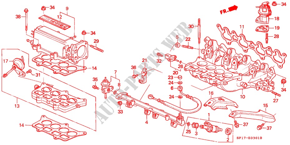 INTAKE MANIFOLD (2) (PGM FI) for Honda PRELUDE 2.0I-16 2 Doors 5 speed manual 1988