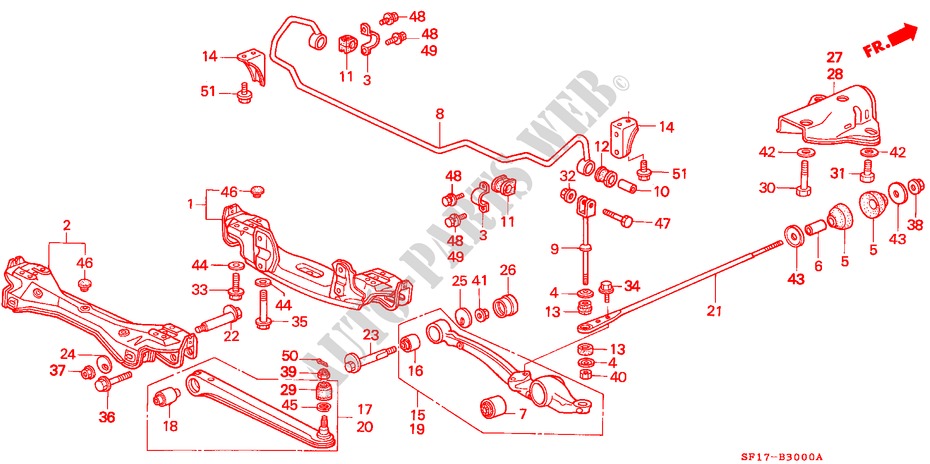 REAR STABILIZER/REAR LOWER ARM for Honda PRELUDE 2.0I-16 4WS 2 Doors 4 speed automatic 1990