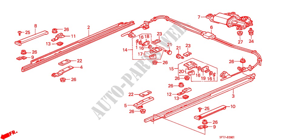 SLIDING ROOF (2) for Honda PRELUDE 2.0I-16 4WS 2 Doors 4 speed automatic 1990