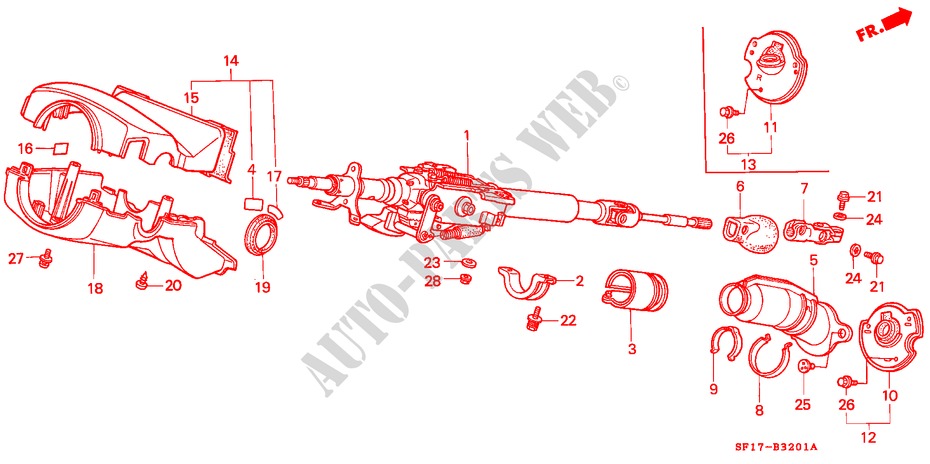 STEERING COLUMN for Honda PRELUDE 2.0I-16 4WS 2 Doors 4 speed automatic 1990