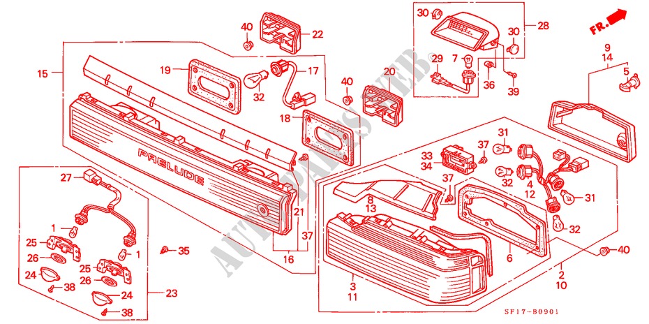 TAILLIGHT/BACK LIGHT (2) for Honda PRELUDE 2.0I-16 4WS 2 Doors 5 speed manual 1990