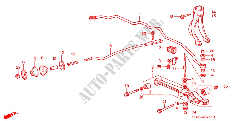 FRONT STABILIZER/ FRONT LOWER ARM for Honda PRELUDE 2.0I-16 4WS 2 Doors 4 speed automatic 1991