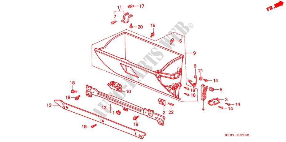 GLOVE BOX for Honda PRELUDE 2.0I-16 4WS 2 Doors 5 speed manual 1991