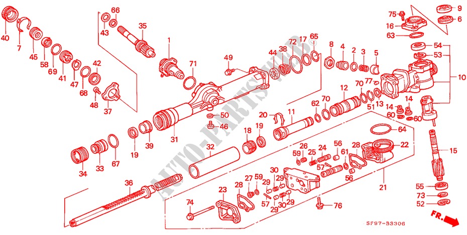 P.S. GEAR BOX COMPONENTS (4WS)(1) for Honda PRELUDE 2.0I-16 4WS 2 Doors 4 speed automatic 1991