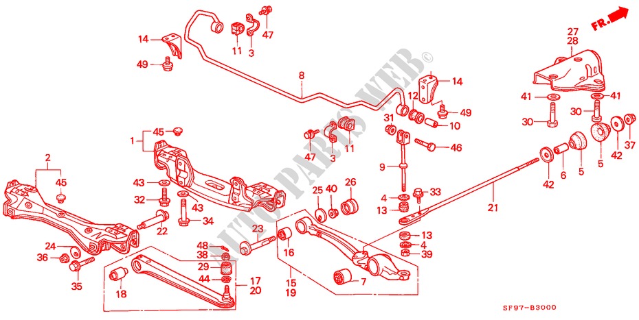 REAR STABILIZER/REAR LOWER ARM for Honda PRELUDE 2.0I-16 4WS 2 Doors 4 speed automatic 1991
