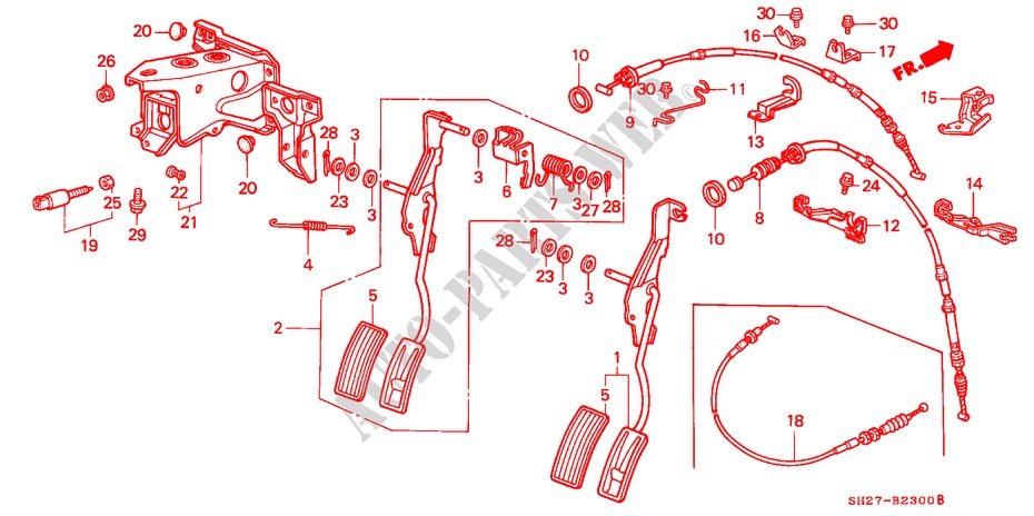 ACCELERATOR PEDAL (LH) for Honda CIVIC CRX 1.6I-16 3 Doors 5 speed manual 1990