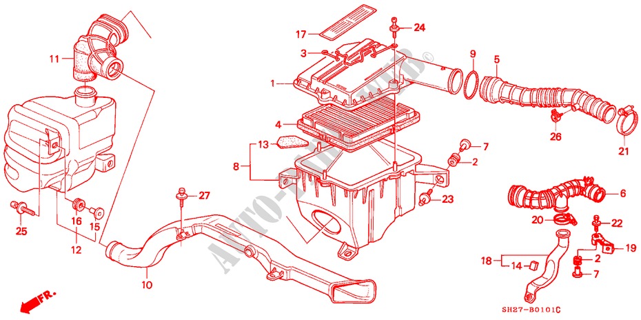 AIR CLEANER (PGM FI) for Honda CIVIC CRX 1.6I-16 3 Doors 5 speed manual 1990