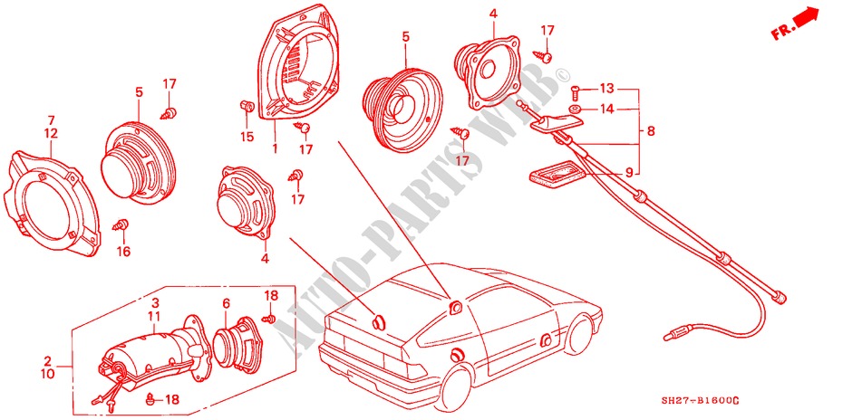 ANTENNA for Honda CIVIC CRX 1.6I-16 3 Doors 5 speed manual 1989