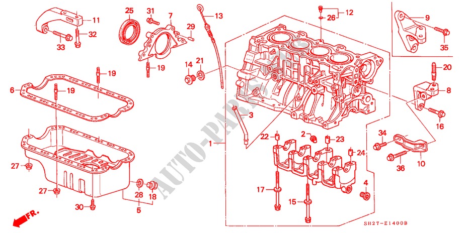 CYLINDER BLOCK/OIL PAN for Honda CIVIC CRX 1.6I-16 3 Doors 5 speed manual 1990