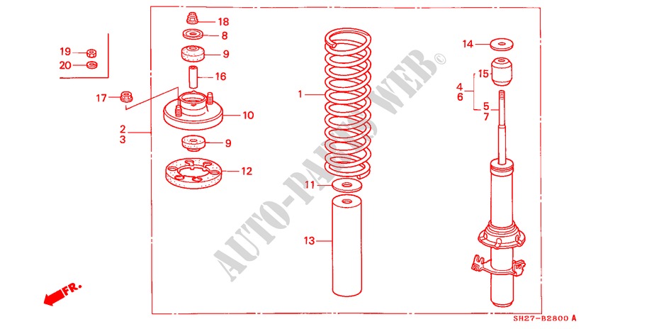 FRONT SHOCK ABSORBER for Honda CIVIC CRX 1.6I-16 3 Doors 5 speed manual 1989