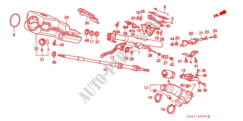 STEERING COLUMN (TILT) (LH) for Honda CIVIC CRX 1.6I-16 3 Doors 5 speed manual 1990