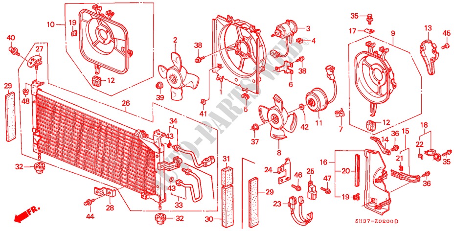 AIR CONDITIONER (CONDENSER) for Honda CIVIC DX 3 Doors 5 speed manual 1990