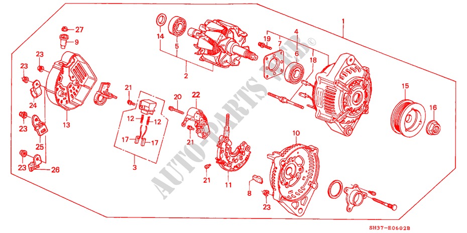 ALTERNATOR (ND) for Honda CIVIC 1.6I-16 3 Doors 5 speed manual 1989