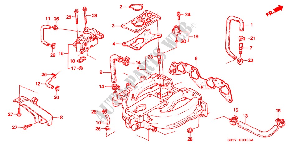 INTAKE MANIFOLD (4) for Honda CIVIC DX 1500 3 Doors 5 speed manual 1990