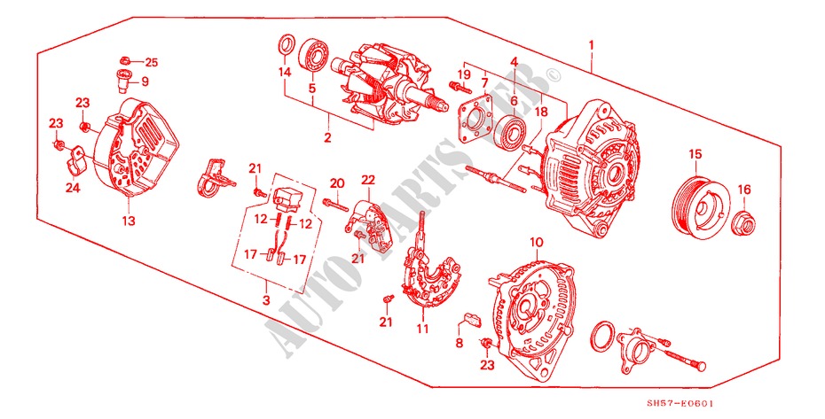 ALTERNATOR (DENSO) for Honda CIVIC SHUTTLE 1.6I-4WD 5 Doors 5 speed manual 1990