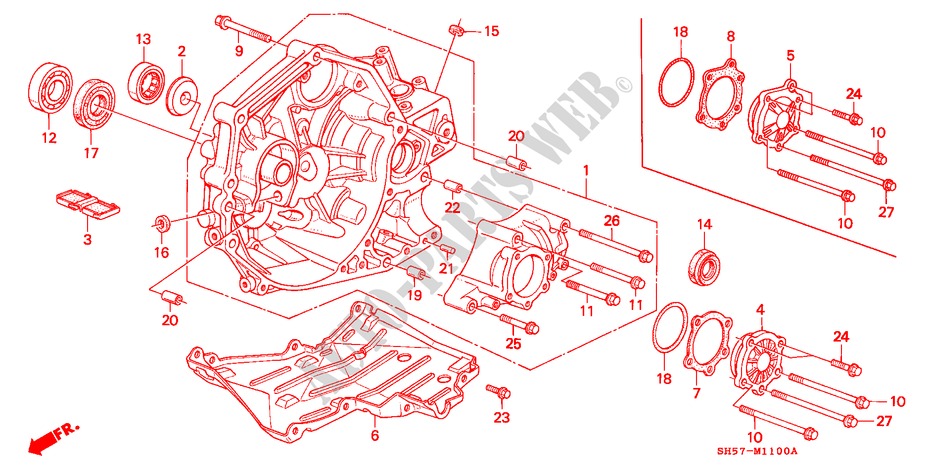 CLUTCH HOUSING/ TRANSFER COVER (4WD) for Honda CIVIC SHUTTLE 1.6I-4WD 5 Doors 5 speed manual 1990