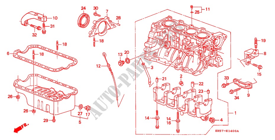 CYLINDER BLOCK/OIL PAN for Honda CIVIC SHUTTLE GL 5 Doors 5 speed manual 1988