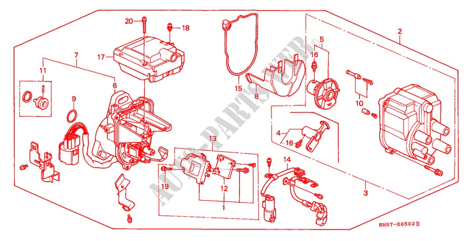 DISTRIBUTOR (TEC) for Honda CIVIC SHUTTLE 1.6I-4WD 5 Doors 5 speed manual 1990