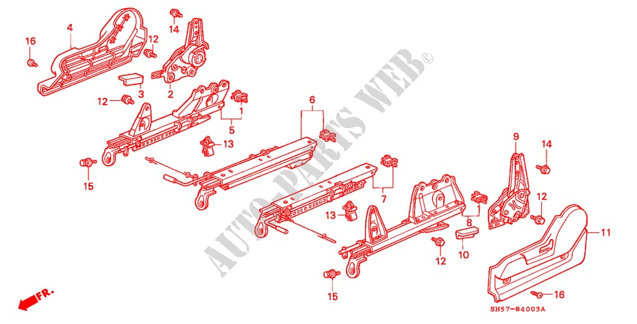 FRONT SEAT COMPONENTS (2) for Honda CIVIC SHUTTLE 1.6I-4WD 5 Doors 5 speed manual 1990
