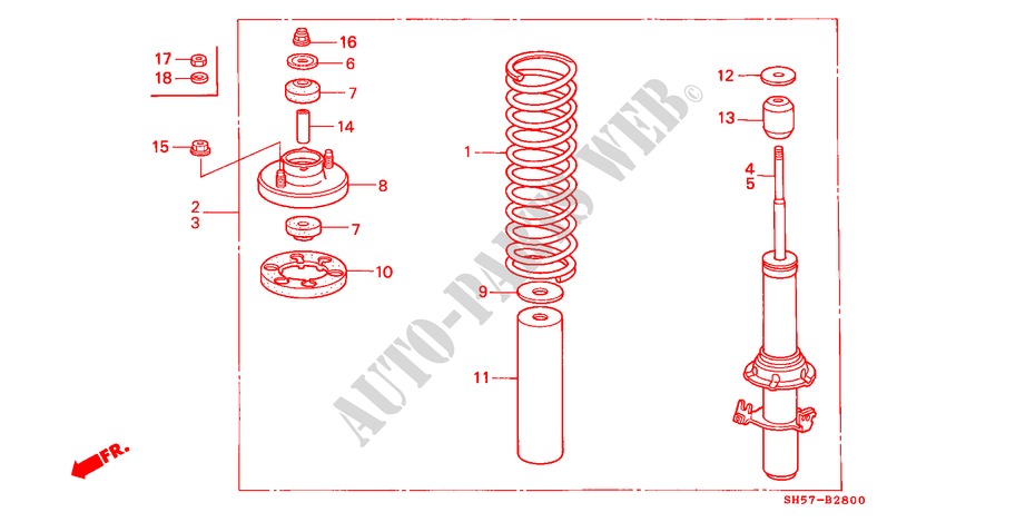 FRONT SHOCK ABSORBER for Honda CIVIC SHUTTLE 1.6I-4WD 5 Doors 5 speed manual 1990