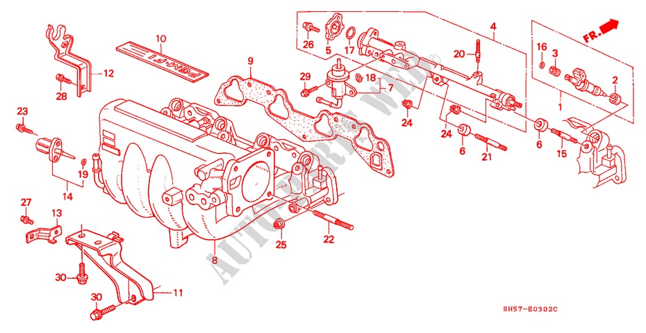 INTAKE MANIFOLD (3) for Honda CIVIC SHUTTLE 1.6I-4WD 5 Doors 5 speed manual 1990