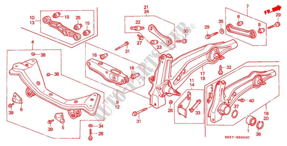 REAR STABILIZER/ REAR LOWER ARM for Honda CIVIC SHUTTLE 1.6I-4WD 5 Doors 5 speed manual 1990