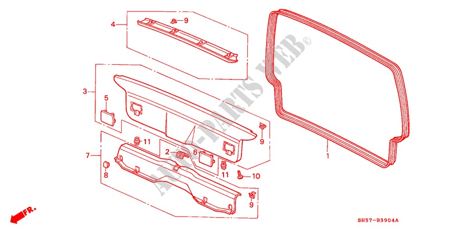 TAILGATE LINING/ REAR PANEL LINING for Honda CIVIC SHUTTLE 1.6I-4WD 5 Doors 5 speed manual 1990