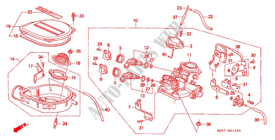 THROTTLE BODY (PGM FI)(1) for Honda CIVIC SHUTTLE GL 5 Doors 5 speed manual 1991