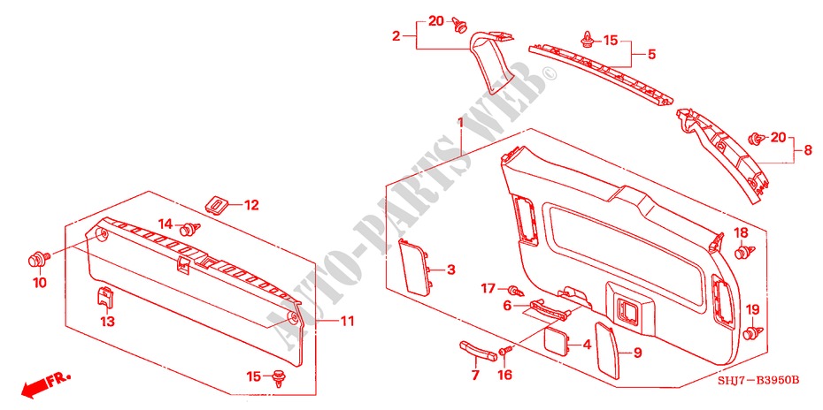 TAILGATE LINING for Honda ODYSSEY EXL 5 Doors 5 speed automatic 2008