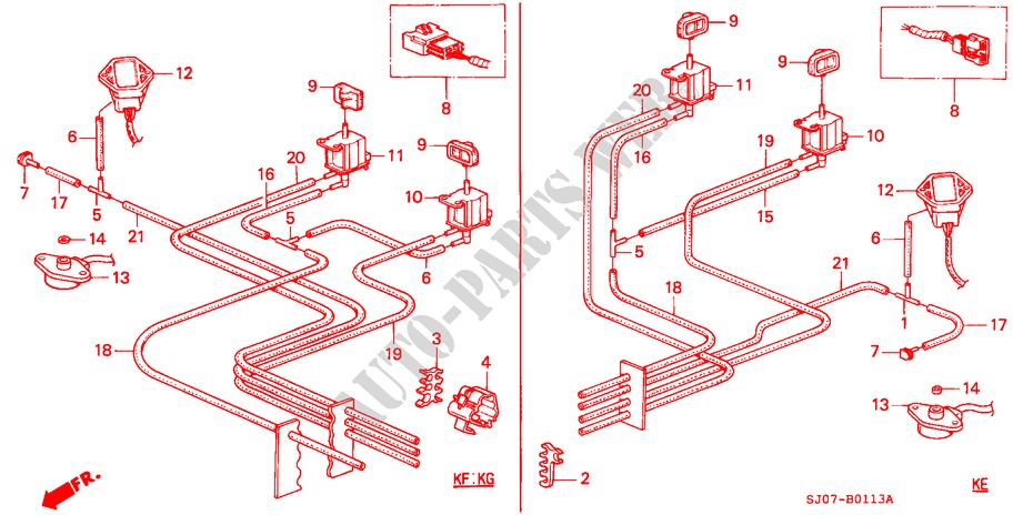 CONTROL BOX TUBING (5) for Honda ACCORD 2.0I-16 4 Doors 5 speed manual 1988