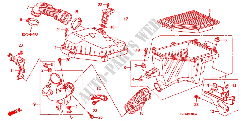 AIR CLEANER (DIESEL) for Honda FR-V 2.2 COMFORT 5 Doors 6 speed manual 2006
