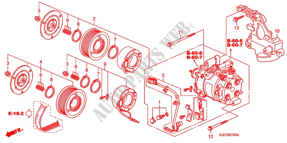 AIR CONDITIONER (COMPRESSOR) (1.8L) for Honda FR-V 1.8 COMFORT 5 Doors 6 speed manual 2009