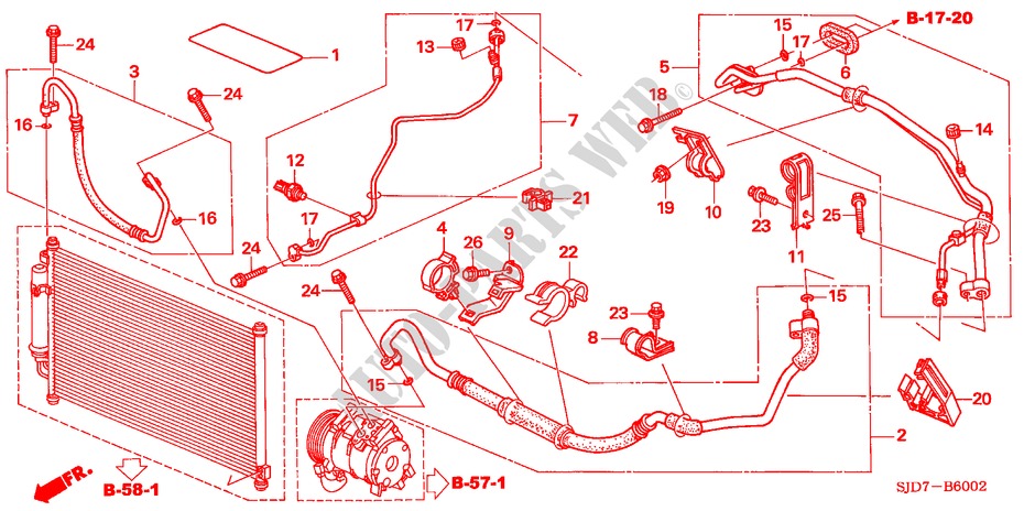 AIR CONDITIONER (HOSES/PI PES)(2.0L)(LH) for Honda FR-V 2.0 EXECUTIVE 5 Doors 6 speed manual 2005