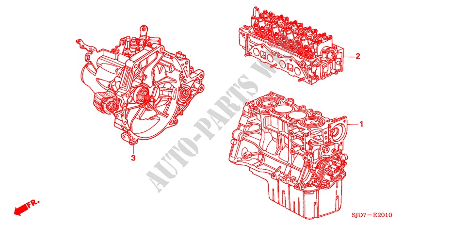 ENGINE ASSY./TRANSMISSION  ASSY. (1.7L) for Honda FR-V 1.7 5 Doors 5 speed manual 2005