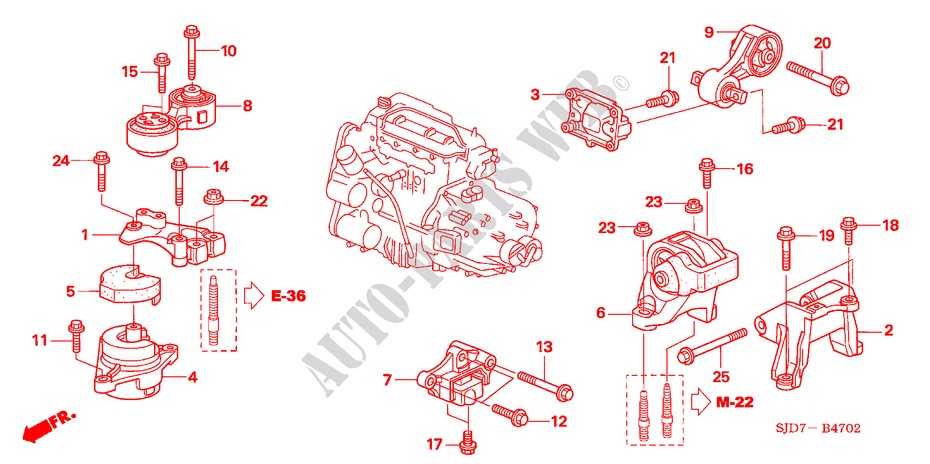 ENGINE MOUNTS (DIESEL) for Honda FR-V 2.2 EXECUTIVE 5 Doors 6 speed manual 2008