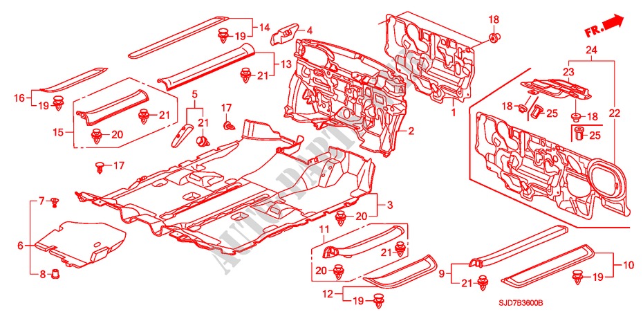 FLOOR MAT for Honda FR-V 1.8 COMFORT 5 Doors 6 speed manual 2009