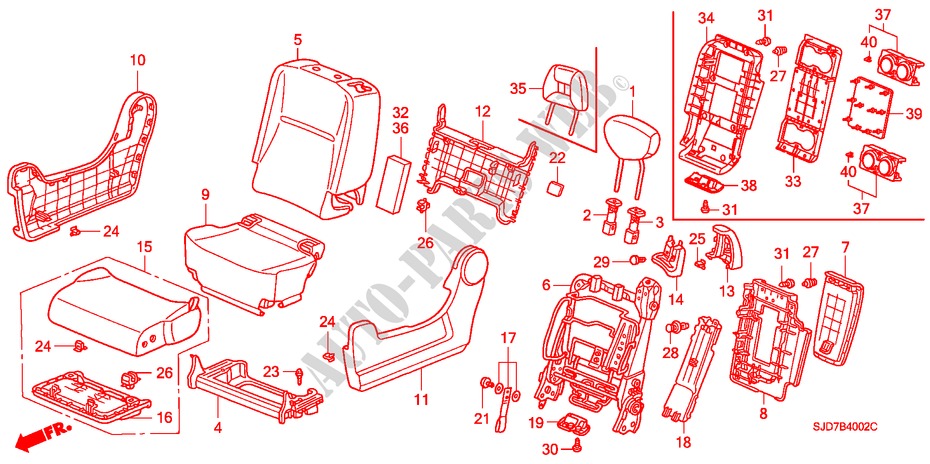 FRONT SEAT (CENTER) for Honda FR-V 1.7 5 Doors 5 speed manual 2005