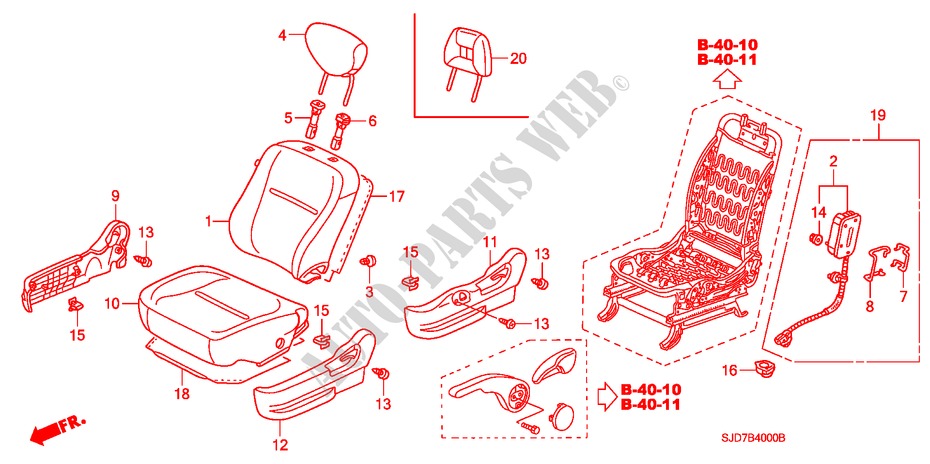 FRONT SEAT(L.) for Honda FR-V 2.0 EXECUTIVE 5 Doors 6 speed manual 2005
