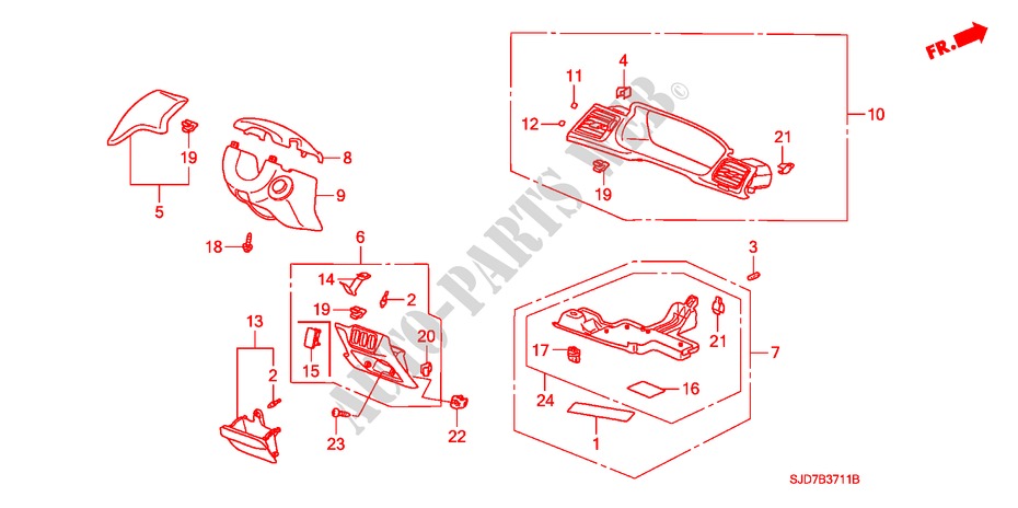 INSTRUMENT PANEL GARNISH (DRIVER SIDE) (RH) for Honda FR-V 1.8 EX 5 Doors 6 speed manual 2008