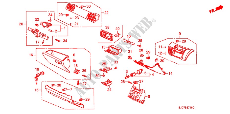 INSTRUMENT PANEL GARNISH (PASSENGER SIDE) (RH) for Honda FR-V 2.2 ES 5 Doors 6 speed manual 2007