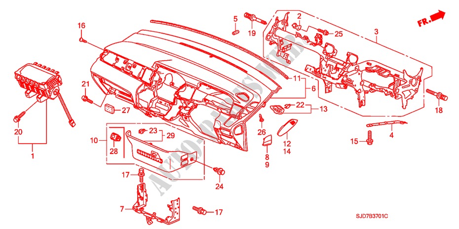 INSTRUMENT PANEL (RH) for Honda FR-V 1.8 EX 5 Doors 6 speed manual 2008