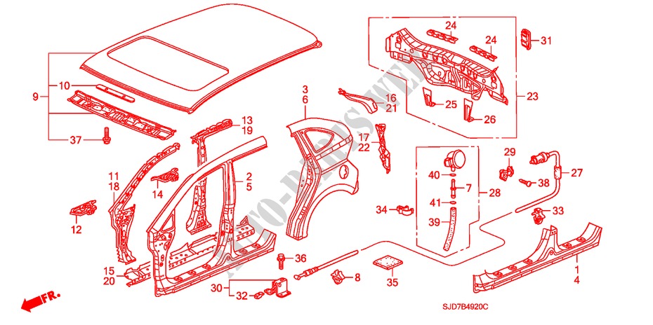 OUTER PANELS/REAR PANEL for Honda FR-V 2.0 COMFORT 5 Doors 6 speed manual 2006