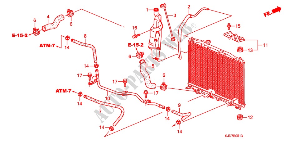 RADIATOR HOSE/RESERVE TAN K (1.8L) for Honda FR-V 1.8 COMFORT 5 Doors 6 speed manual 2009