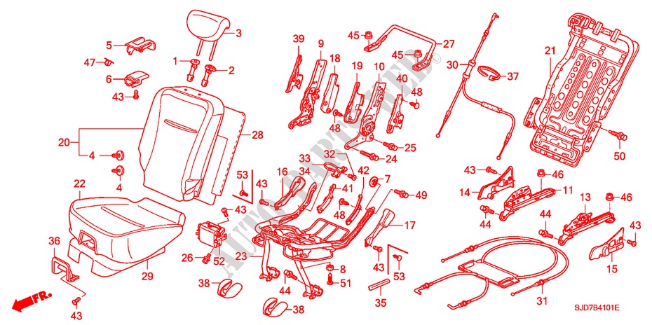 REAR SEAT (CENTER) (1) for Honda FR-V 1.7 5 Doors 5 speed manual 2005